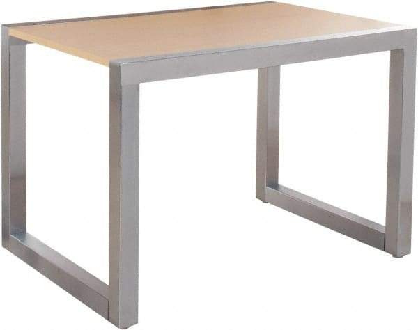 ECONOCO - 36" Long x 34" Wide x 24" High Stationary Display Table - Maple & Satin Chrome (Color), Melamine Top - Americas Tooling