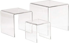 ECONOCO - 3, 4 & 5" High x 3, 4 & 5" Wide x 3, 4 & 5" Deep, Display Riser Plastic Shelving - Clear - Americas Tooling