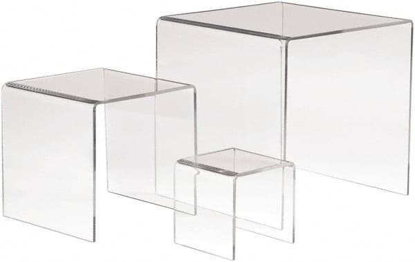 ECONOCO - 3, 5 & 7" High x 3, 5 & 7" Wide x 3, 5 & 7" Deep, Display Riser Plastic Shelving - Clear - Americas Tooling