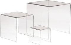 ECONOCO - 3, 5 & 7" High x 3, 5 & 7" Wide x 3, 5 & 7" Deep, Display Riser Plastic Shelving - Clear - Americas Tooling