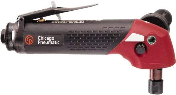 Chicago Pneumatic - 1/4" Collet, Angle Handle, Straight Air Die Grinder - 12,000 RPM, Rear Exhaust, 6 CFM, 2.3 hp, 90 psi, 3/8" Inlet - Americas Tooling