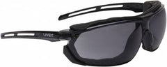 Uvex - Size Universal, Gray Anti-Fog Lens, Hybrid Safety Glasses/Goggles - Indirect Vent, Black Polycarbonate Frame - Americas Tooling