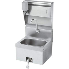 Krowne - 10" Long x 14" Wide Inside, 1 Compartment, Grade 304 Stainless Steel Hand Sink with Knee Valve - 20 Gauge, 24" Long x 16" Wide x 15" High Outside, 6" Deep - Americas Tooling