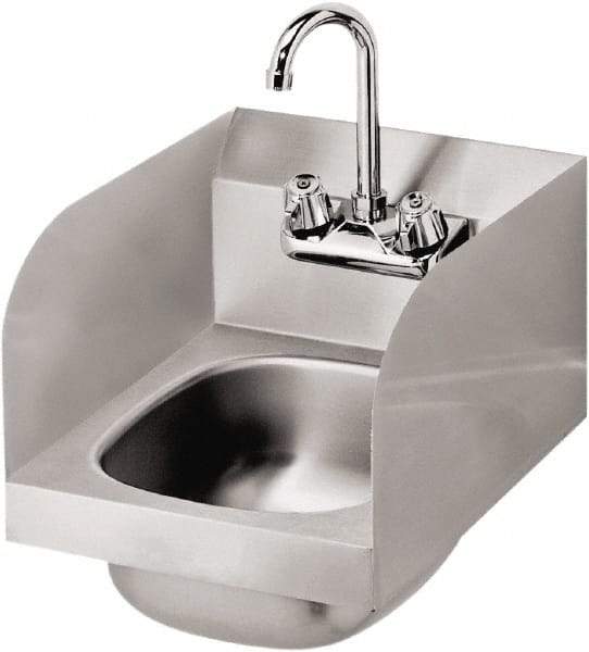 Krowne - 14" Long x 10" Wide Inside, 1 Compartment, Grade 304 Stainless Steel Hand Sink with Side Support - 20 Gauge, 12" Long x 12" Wide x 17" High Outside, 6" Deep - Americas Tooling