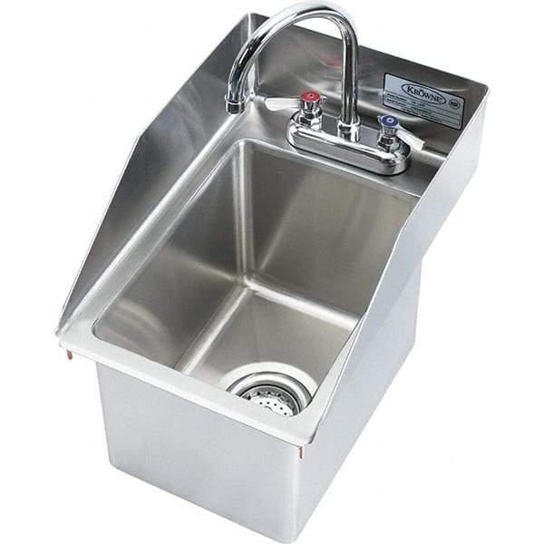 Krowne - 9" Long x 10" Wide Inside, 1 Compartment, Grade 304 Stainless Steel Drop In Sink - 20 Gauge, 18" Long x 12" Wide x 15" High Outside, 9" Deep - Americas Tooling