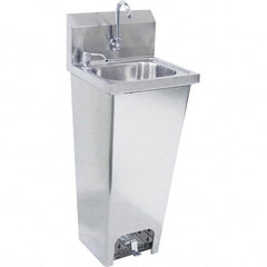 Krowne - 10" Long x 14" Wide Inside, 1 Compartment, Grade 304 Stainless Steel Hand Sink with Foot Pedal - 20 Gauge, 15" Long x 16" Wide x 32" High Outside, 6" Deep - Americas Tooling