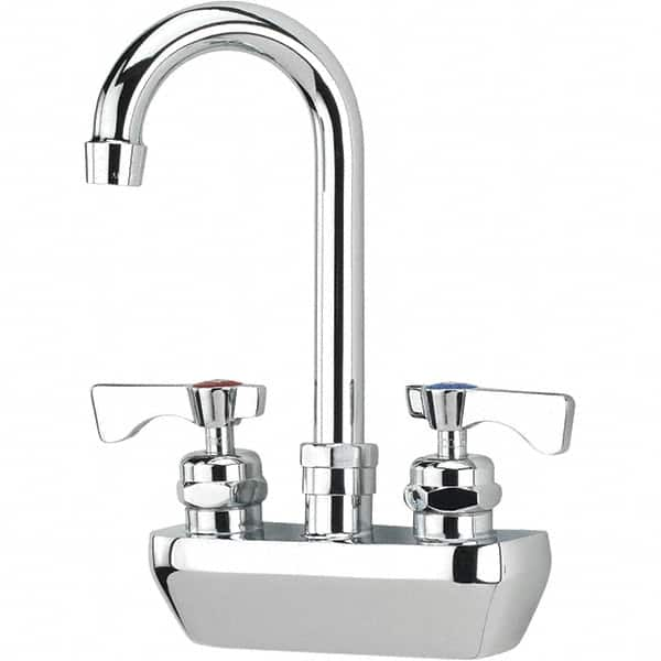 Krowne - Wall Mount, High Arc Service Sink Faucet - Two Handle, Color Coded, Blade Handle, Gooseneck Spout and Nozzle, No Drain - Americas Tooling