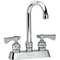 Krowne - Deck Mount, Low Arc Deck Mount Faucet - Two Handle, Color Coded, Blade Handle, Gooseneck Spout and Nozzle, No Drain - Americas Tooling