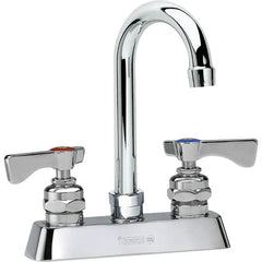 Krowne - Deck Mount, High Arc Deck Mount Faucet - Two Handle, Color Coded, Blade Handle, Gooseneck Spout and Nozzle, No Drain - Americas Tooling