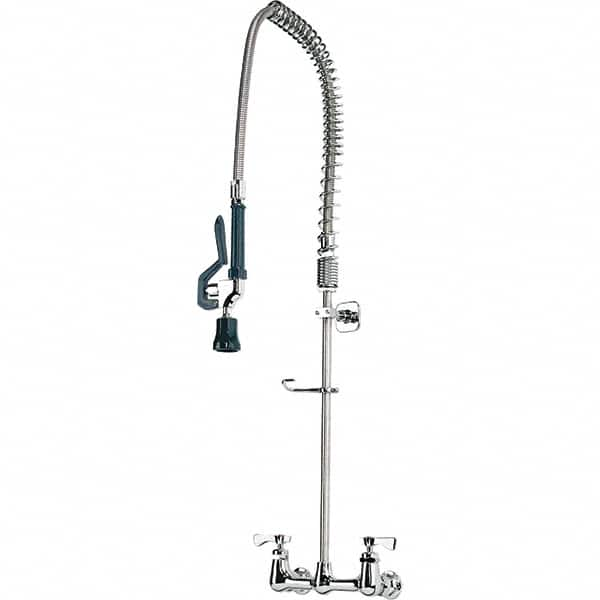 Krowne - Wall Mount, Pre Rinse Faucet with Spray - Two Handle, Color Coded, Blade Handle, Gooseneck Spout with Hose, No Drain - Americas Tooling