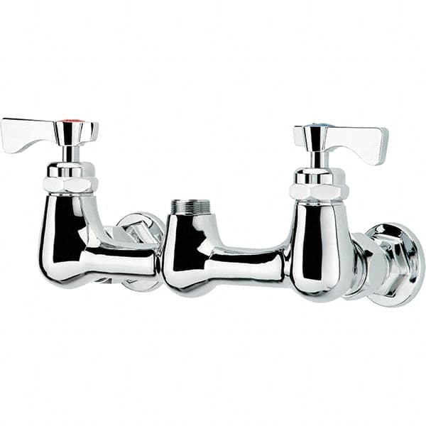 Industrial & Laundry Faucets; Type: Wall Mount Faucet; Style: Wall Mount; Design: Wall Mount; Handle Type: Lever; Spout Type: No Spout; Mounting Centers: 8; Finish/Coating: Chrome Plated Brass; Type: Wall Mount Faucet; Minimum Order Quantity: Solid Chrome