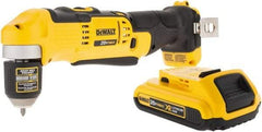 DeWALT - 20 Volt 3/8" Chuck Right Angle Handle Cordless Drill - 0-650 & 0-2000 RPM, Keyless Chuck, Reversible, 1 Lithium-Ion Battery Included - Americas Tooling