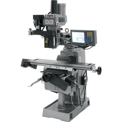 Jet - 9" Table Width x 49" Table Length, Variable Speed Pulley Control, 3 Phase Knee Milling Machine - R8 Spindle Taper, 3 hp - Americas Tooling