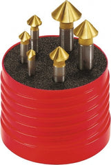 Walter-Titex - 6 Piece, 1/4 to 0.8071" Head Diam, 90° Included Angle, Single End Countersink Set - Americas Tooling