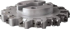 Seco - Shell Mount Connection, 0.6299" Cutting Width, 2.3228" Depth of Cut, 250mm Cutter Diam, 2.3622" Hole Diam, 14 Tooth Indexable Slotting Cutter - R335.25 Toolholder, LNHQ 1707, XNHQ 1707 Insert, Left Hand Cutting Direction - Americas Tooling