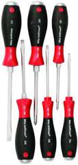 6 Piece - SoftFinish® Cushion Grip Extra Heavy Duty Screwdriver w/ Hex Bolster & Metal Striking Cap Set - #53096 - Includes: Slotted 3.5 - 6.5mm Phillips #1 - 2 - Americas Tooling