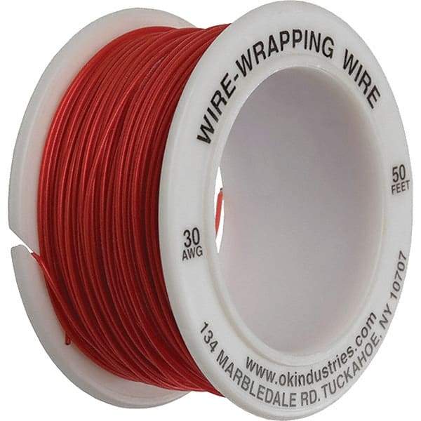 OK Industries - 30 AWG, 1 Strand, 15.2 m OAL, Copper Hook Up Wire - Red Kynar Jacket - Americas Tooling