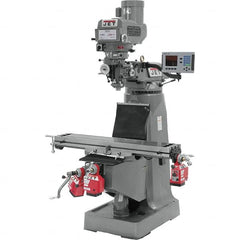 Jet - 9" Table Width x 49" Table Length, Variable Speed Pulley Control, 3 Phase Knee Milling Machine - R8 Spindle Taper, 3 hp - Americas Tooling