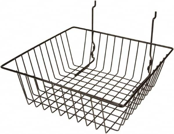 ECONOCO - 12" Deep, Square Steel Peg Board/Slatwall Basket - 12" Wide x 4" High - Americas Tooling