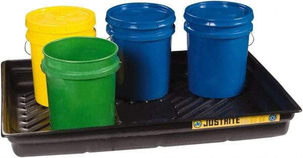 Justrite - 29 Gallon Capacity, 33 Inch Long x 47 Inch Wide, Polyurethane Spill Tray - 33 Inch Diameter, 5-1/2 Inch High, Black - Americas Tooling