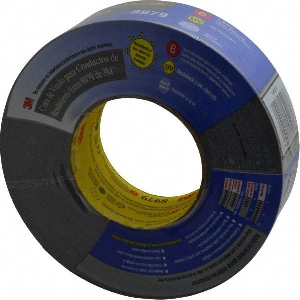 3M - 2" x 55m Black Duct Tape - 12.1 mil, Rubber Adhesive, Polyethylene Film Backing, 36 Lb/ln Tensile Strength, 200°F Max, Series 8979 - Americas Tooling