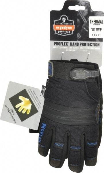 Ergodyne - Size S (7) Amara Cold Protection Work Gloves - For Mechanic's & Lifting, Uncoated, Hook & Loop Cuff, Full Fingered, Black, Paired - Americas Tooling