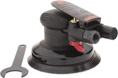 PRO-SOURCE - 12,000 OPM, 3 CFM Air Consumption, 90 psi Air Pressure, Palm Air Orbital Sander - Round Pad, Hook & Loop Backing, 1/4 NPT Inlet - Americas Tooling