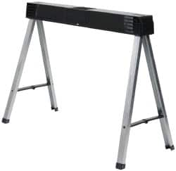 Stanley - Galvanized Sheet Metal & Polypropylene Foldup Sawhorse - Silver/Black & Yellow, For 2 x 4" Construction Applications - Americas Tooling