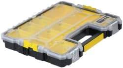 Stanley - 18-13/32" Wide x 13-29/32" High x 2-29/32" Deep, Shallow Small Parts Storage Box - Polypropylene Resin Frame, 10 Compartments, 3-1/4" Wide x 2" High x 5-3/8" Deep Bin - Americas Tooling