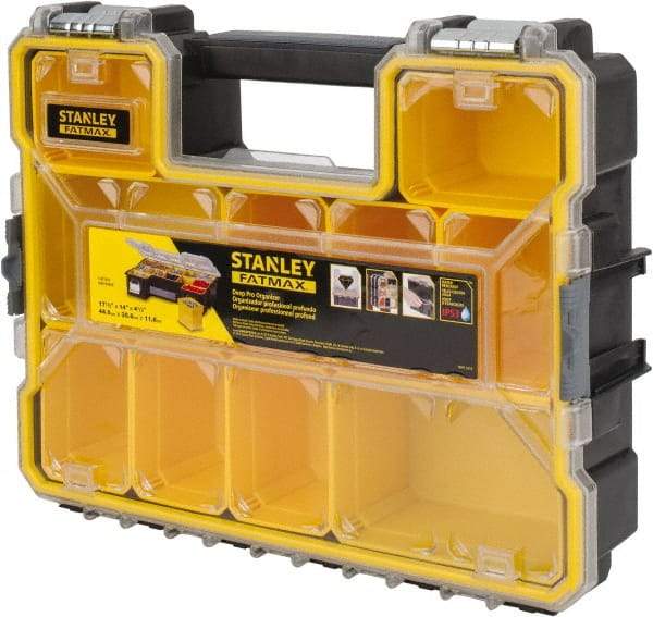 Stanley - 17-1/2" Wide x 14-1/2" High x 4-1/2" Deep, Deep Small Parts Storage Box - Polypropylene Resin Frame, 10 Compartments, 3-1/4" Wide x 3-1/2" High x 4-3/8" Deep Bin - Americas Tooling