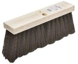 Ability One - 16" Rough Surface Polypropylene Push Broom - 6-3/4" Bristle Length, Wood Block, Tapered Handle Connection - Americas Tooling