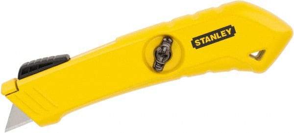 Stanley - Springback Safety Cutter - 2-29/64" Blade, Yellow Zinc Handle, 1 Blade Included - Americas Tooling