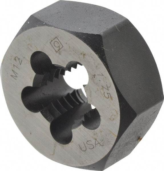 Cle-Line - M12x1.75 Thread, 1-1/16" Hex, Right Hand Thread, Hex Rethreading Die - Carbon Steel, Series 0650M - Exact Industrial Supply