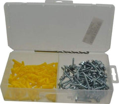 Value Collection - 200 Piece, #6 to 8 Screw, Plastic & Steel Hex Drive Anchor Assortment - Zinc Plated, 3/4" Long - Americas Tooling