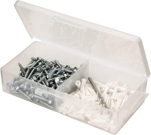 Value Collection - 200 Piece, #8 to 10 Screw, Plastic & Steel Hex Drive Anchor Assortment - Zinc Plated, 7/8" Long - Americas Tooling