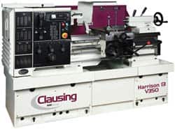 Clausing - 13-3/4" Swing, 25-1/4" Between Centers, 230 Volt, Triple Phase Engine Lathe - 4MT Taper, 10 hp, 17 to 3,250 RPM, 1-5/8" Bore Diam, 53" Deep x 65" High x 80" Long - Americas Tooling