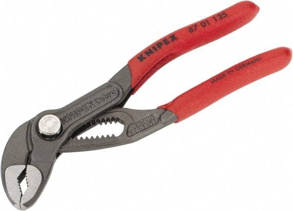 Knipex - 5" OAL, 1" Max Capacity, 20mm Jaw Length, 13 Position Box Joint Tongue & Groove Pliers - Self Grip V-Jaws, Plier Head, Nonslip Plastic Handles - Americas Tooling