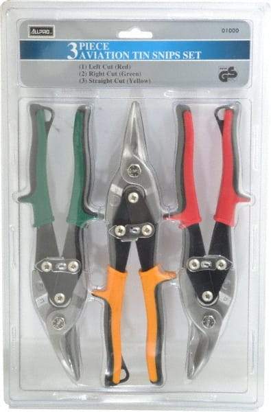 Value Collection - 3 Piece Aviation Snip Set - Left, Right, Straight, 10" OAL, 1-3/8" LOC - Americas Tooling