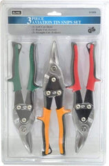 Value Collection - 3 Piece Aviation Snip Set - Left, Right, Straight, 10" OAL, 1-3/8" LOC - Americas Tooling