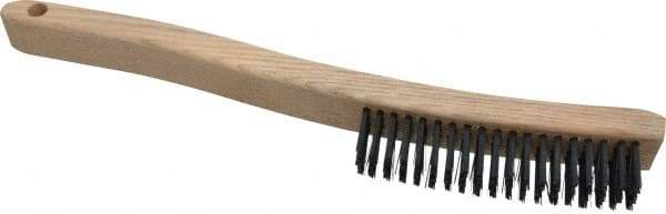 Osborn - 4 Rows x 19 Columns Steel Scratch Brush - 6" Brush Length, 13-11/16" OAL, 1-1/8" Trim Length, Wood Curved Handle - Americas Tooling