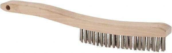 Osborn - 4 Rows x 18 Columns Stainless Steel Plater's Brush - 5-3/4" Brush Length, 13-1/4" OAL, 1" Trim Length, Wood Curved Handle - Americas Tooling