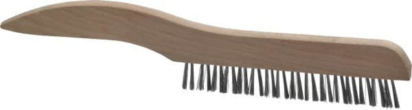 Osborn - 1 Rows x 16 Columns Steel Plater's Brush - 5" Brush Length, 10" OAL, 3/4" Trim Length, Wood Shoe Handle - Americas Tooling