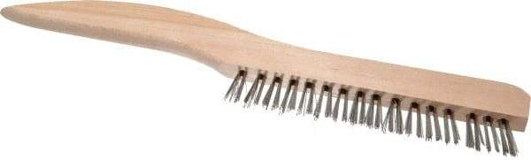 Osborn - 1 Rows x 16 Columns Stainless Steel Plater's Brush - 5" Brush Length, 10" OAL, 3/4" Trim Length, Wood Shoe Handle - Americas Tooling