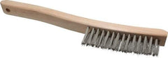 Osborn - 3 Rows x 14 Columns Stainless Steel Scratch Brush - 13-3/4" OAL, 1-1/2" Trim Length, Wood Curved Handle - Americas Tooling