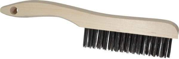 Osborn - 4 Rows x 16 Columns Steel Scratch Brush - 5-1/4" Brush Length, 10" OAL, 1-1/8" Trim Length, Wood Shoe Handle - Americas Tooling