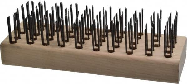 Osborn - 5 Rows x 10 Columns Steel Scratch Brush - 7-5/8" Brush Length, 7-5/8" OAL, 1" Trim Length, Wood Straight Handle - Americas Tooling