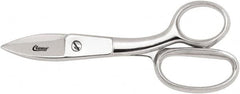 Clauss - 5" LOC, 7-3/4" OAL Chrome Plated Straight Shears - Serrated, Steel Straight Handle, For Paper, Fabric - Americas Tooling