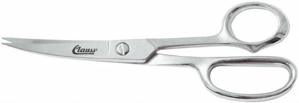 Clauss - 5" LOC, 8-1/2" OAL Chrome Plated Curved Shears - Steel Offset Handle, For Paper, Fabric - Americas Tooling