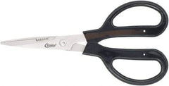 Clauss - 4" LOC, 9-1/4" OAL Stainless Steel Blunt Point Trimmers - Serrated, Plastic Handle, For Paper, Fabric - Americas Tooling