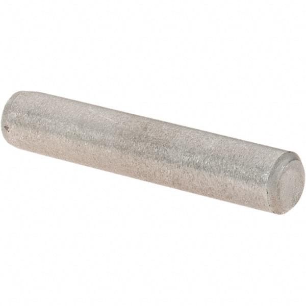 Value Collection - 3/16" Diam x 1" Pin Length Grade 8 Alloy Steel Standard Dowel Pin - C 50-58 Hardness, 7,200 Lb Breaking Strength, 1 Beveled & 1 Rounded End - Americas Tooling